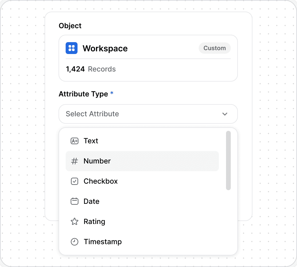 Selecting an attribute type for a custom object
